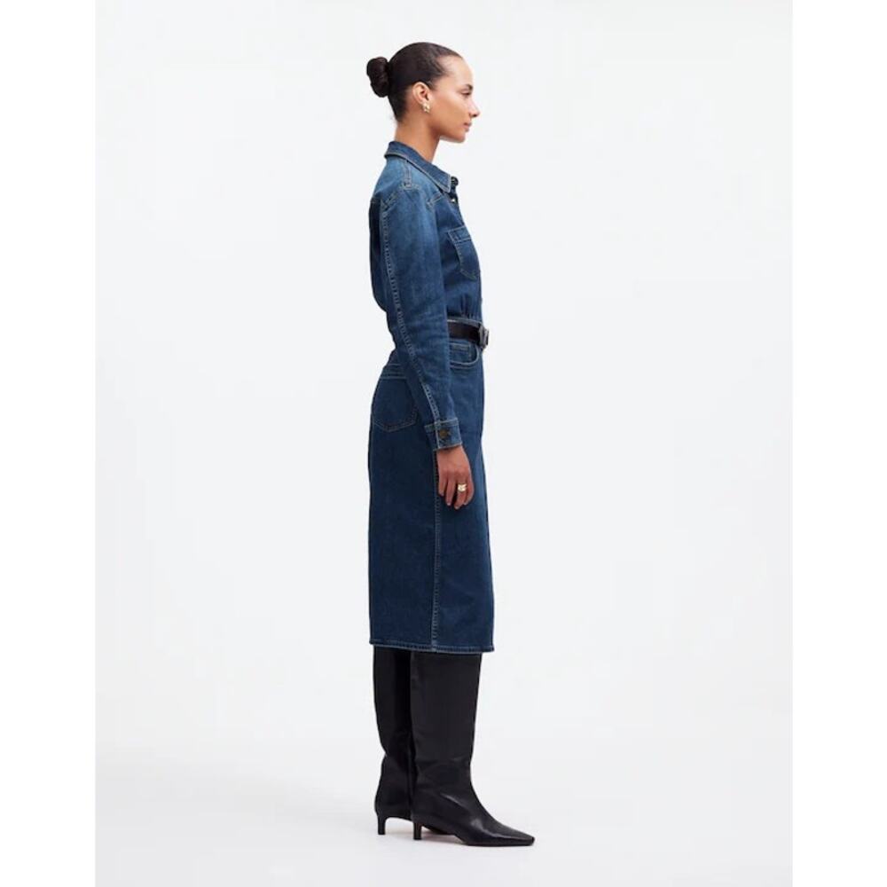 NWT Madewell Western Denim Midi Shirtdress Size 4 - Picture 3 of 10